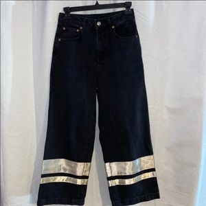 Flair black jeans with silk stripe